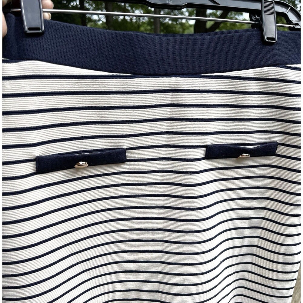 Lulus Made with Love Skirt Blue Cream Striped Knit Lined Classic Ladies Medium